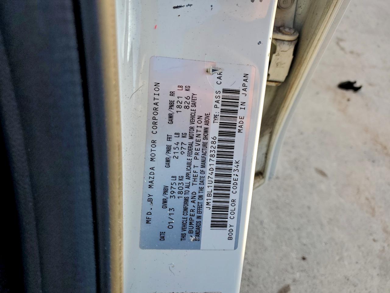 2013 Mazda 3 I VIN: JM1BL1U74D1783286 Lot: 94934775