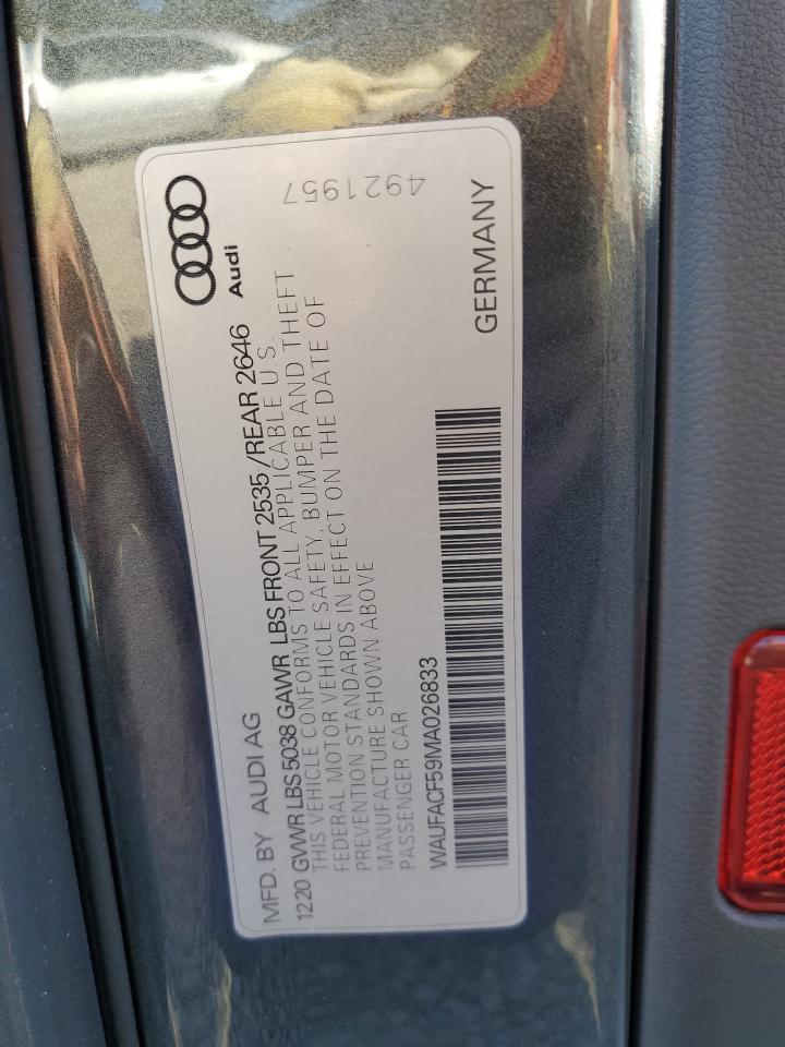 2021 Audi A5 Premium Plus 45 VIN: WAUFACF59MA026833 Lot: 91415395