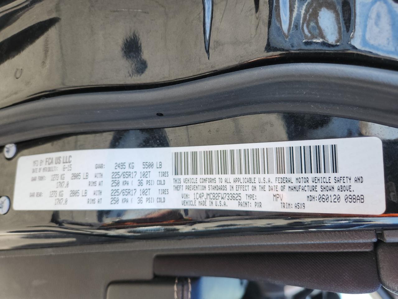 2015 Jeep Cherokee Latitude VIN: 1C4PJMCB2FW733625 Lot: 93494195