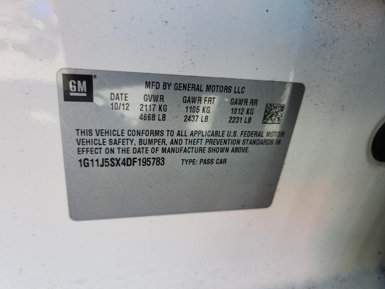 2013 Chevrolet Malibu Ltz VIN: 1G11J5SX4DF195783 Lot: 91518745