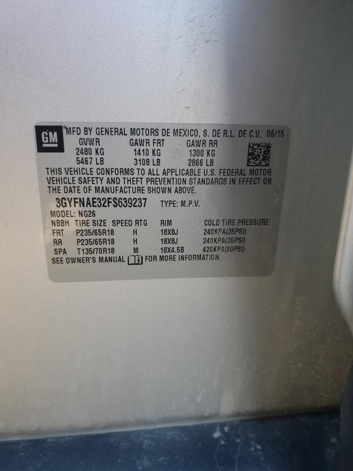 2015 Cadillac Srx VIN: 3GYFNAE32FS639237 Lot: 92266485