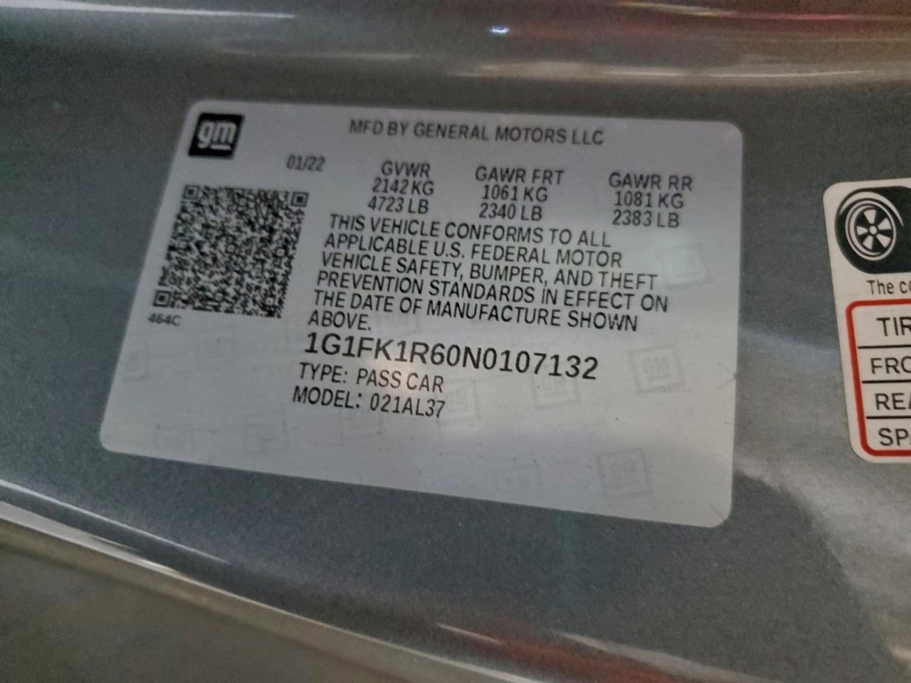 2022 Chevrolet Camaro Zl1 VIN: 1G1FK1R60N0107132 Lot: 94289775