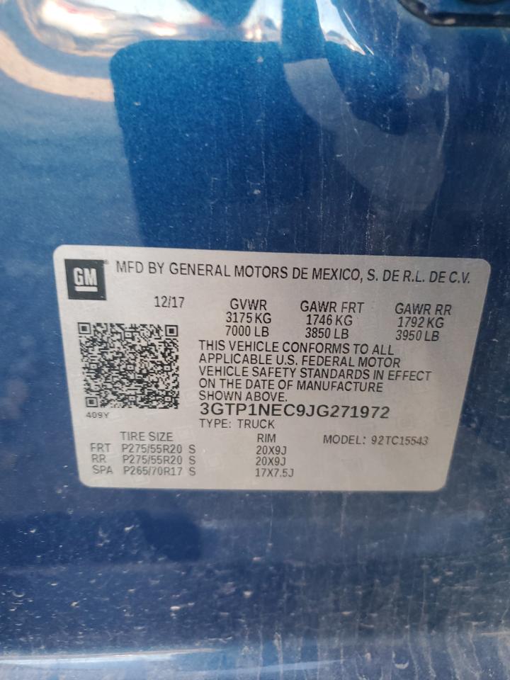 2018 GMC Sierra C1500 Slt VIN: 3GTP1NEC9JG271972 Lot: 92313295