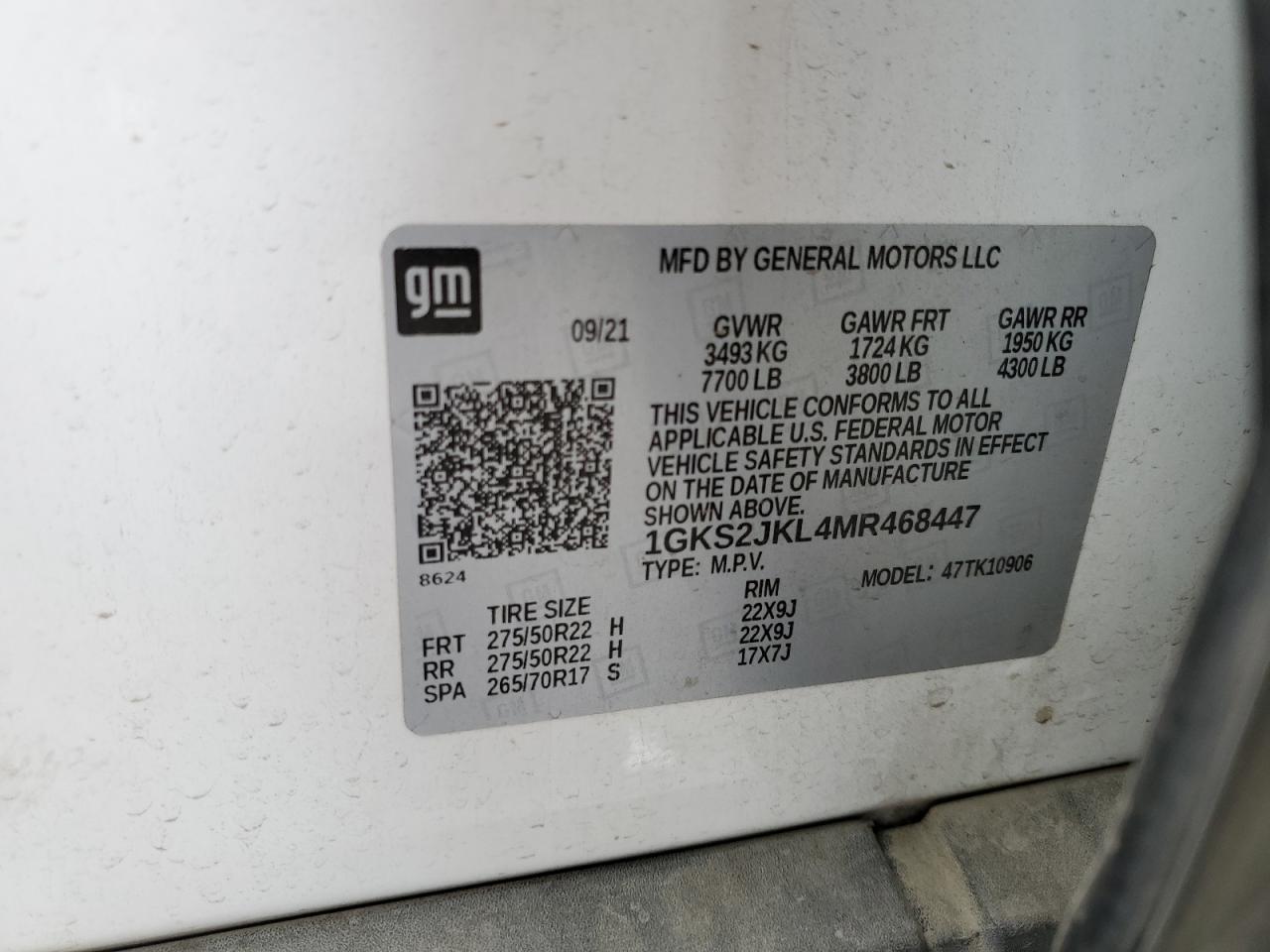 2021 GMC Yukon Xl Denali VIN: 1GKS2JKL4MR468447 Lot: 92911645