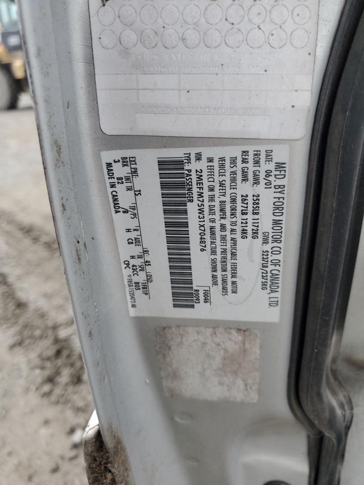 2001 Mercury Grand Marquis Ls VIN: 2MEFM75W31X704876 Lot: 93007895