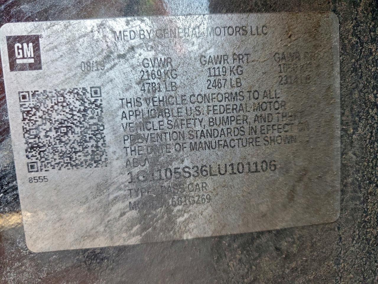 2020 Chevrolet Impala Premier VIN: 1G1105S36LU101106 Lot: 94522605
