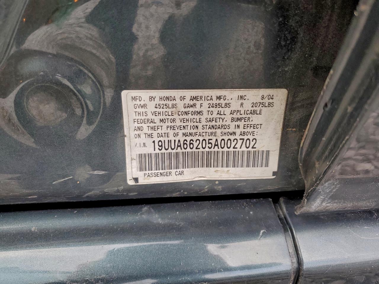 2005 Acura Tl VIN: 19UUA66205A002702 Lot: 94438245