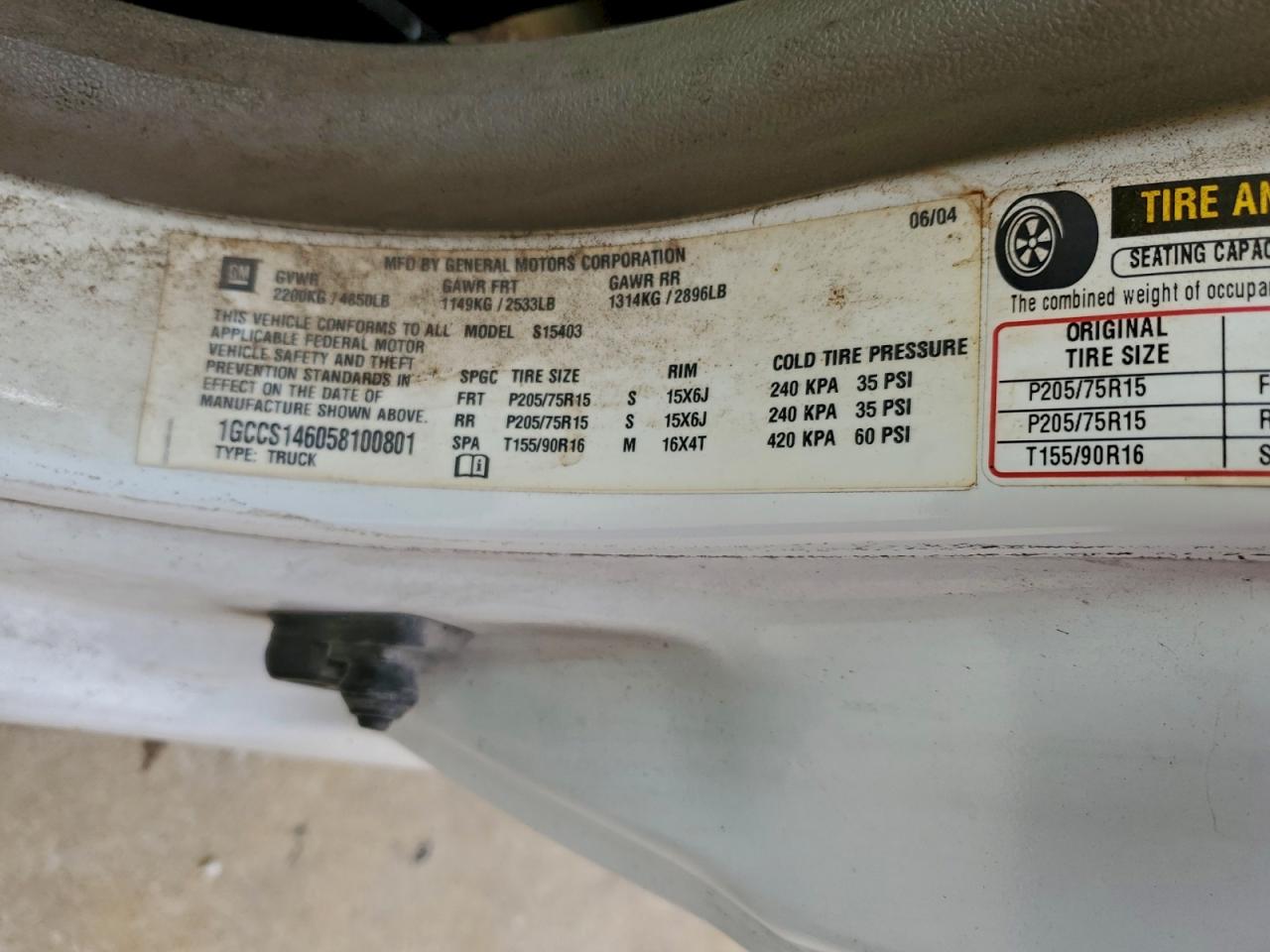 2005 Chevrolet Colorado VIN: 1GCCS146058100801 Lot: 93762435