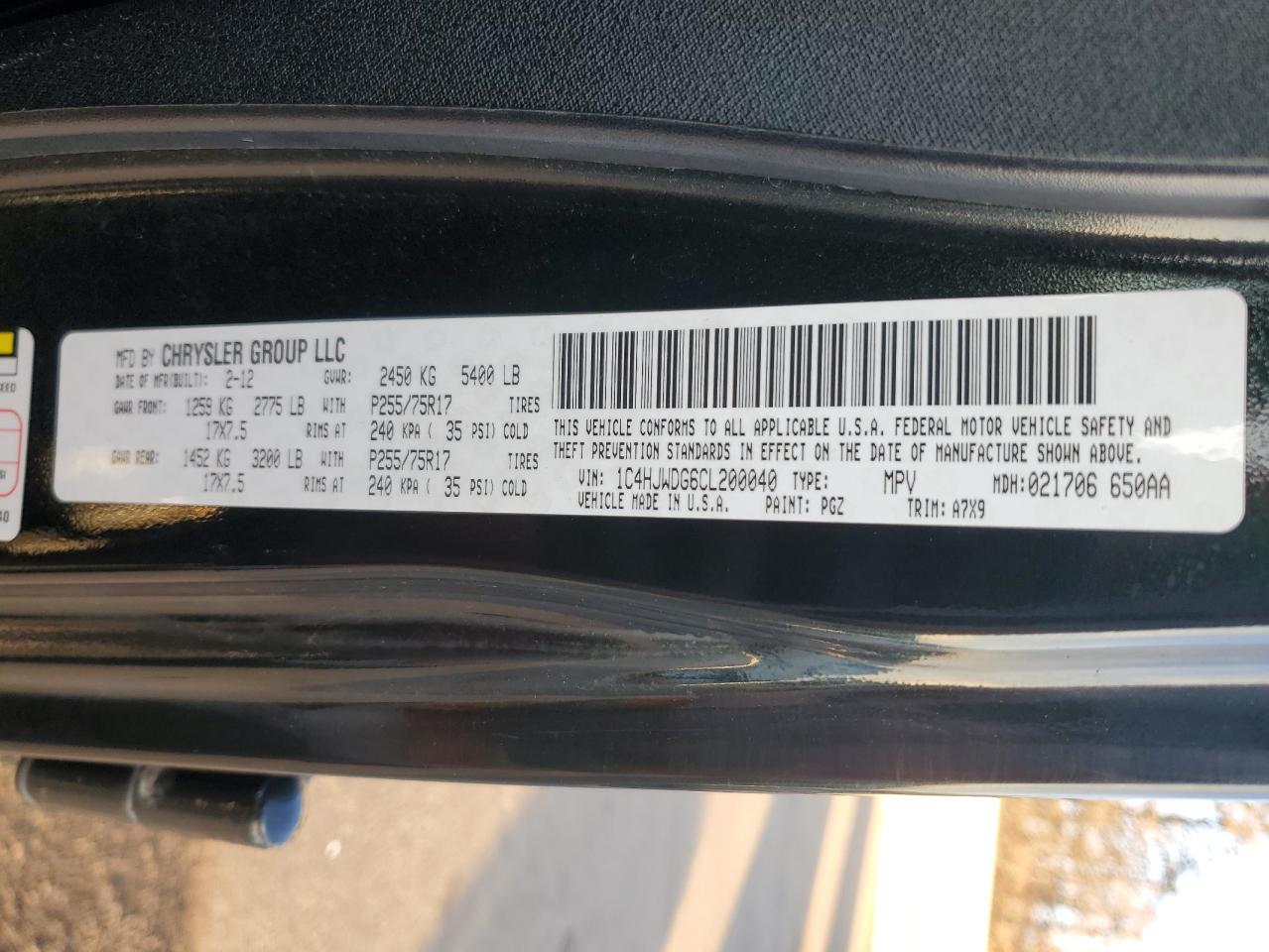 2012 Jeep Wrangler Unlimited Sport VIN: 1C4HJWDG6CL200040 Lot: 90898385