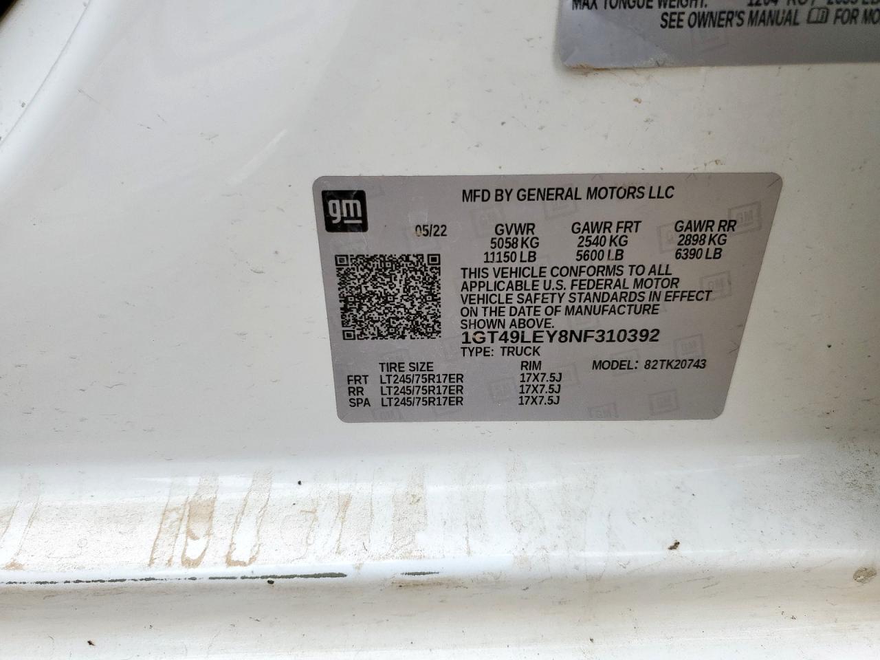 2022 GMC Sierra K2500 Heavy Duty VIN: 1GT49LEY8NF310392 Lot: 93111965