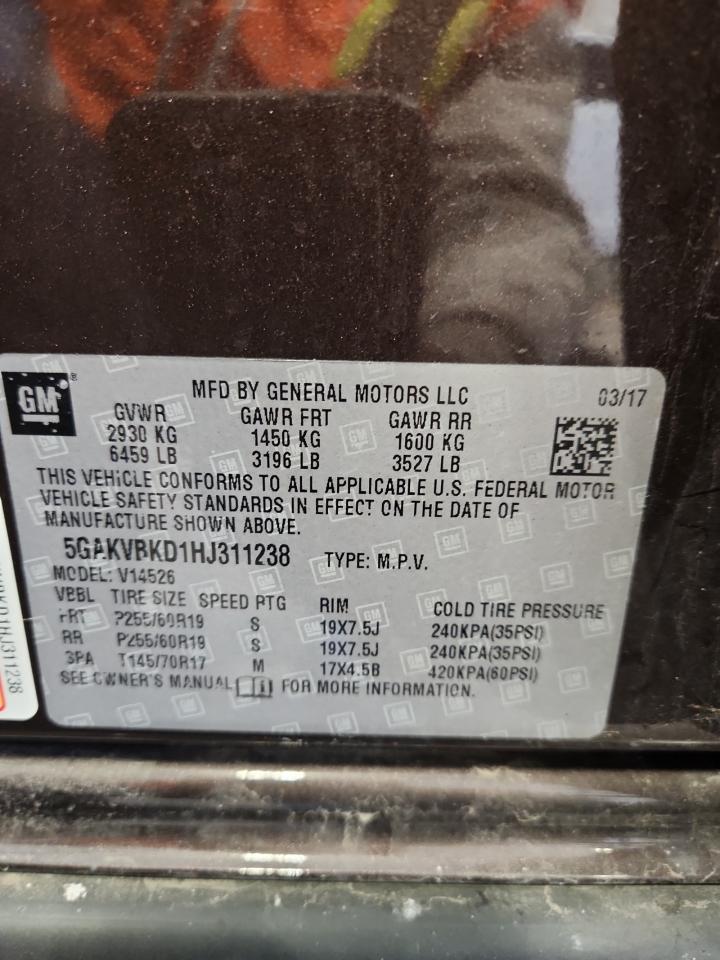 2017 Buick Enclave VIN: 5GAKVBKD1HJ311238 Lot: 91414835