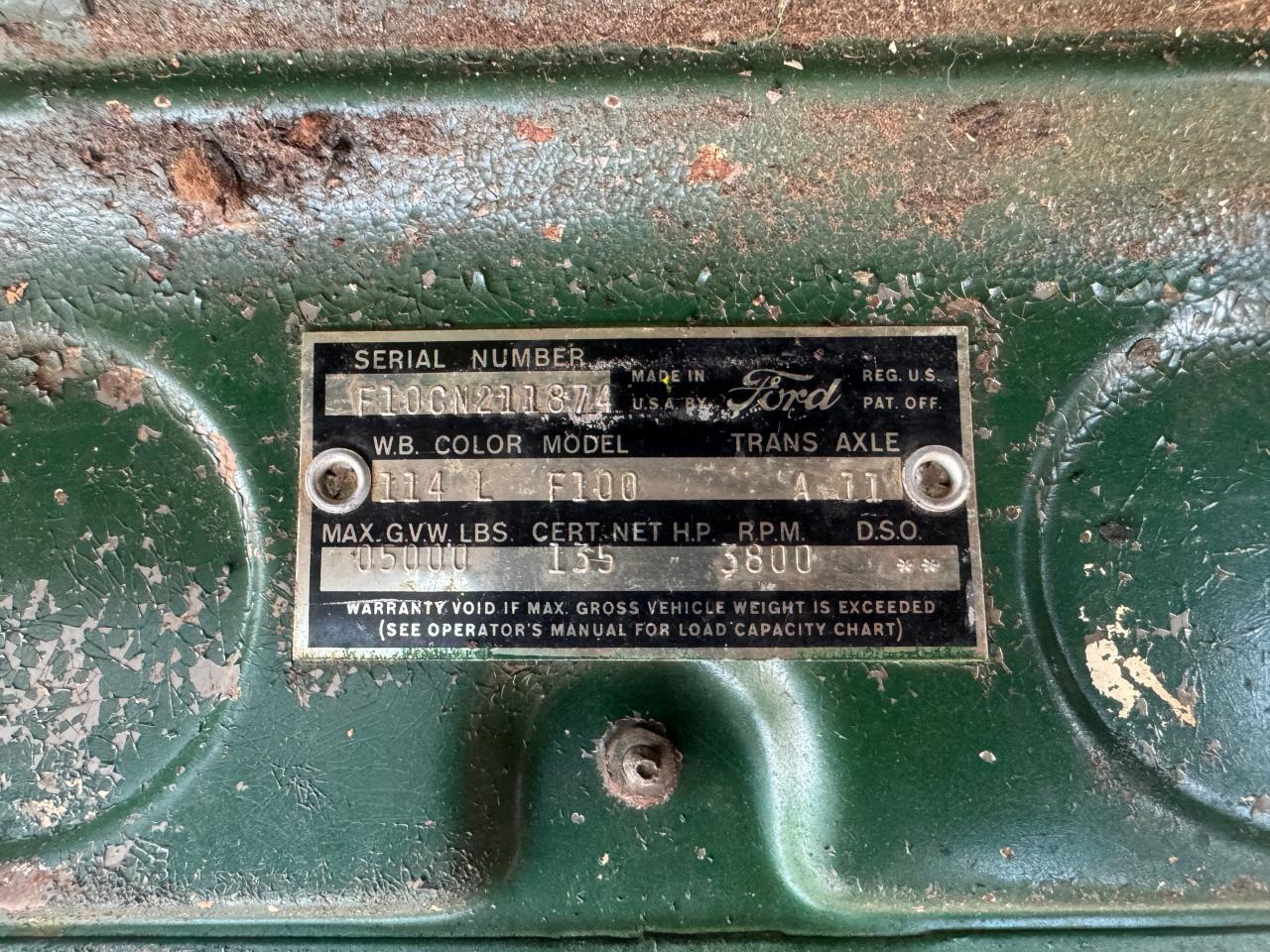 1962 Ford F10 VIN: F10CN211874 Lot: 93507565