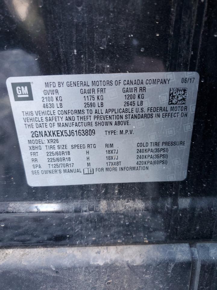 2018 Chevrolet Equinox Lt VIN: 2GNAXKEX5J6163809 Lot: 91804985