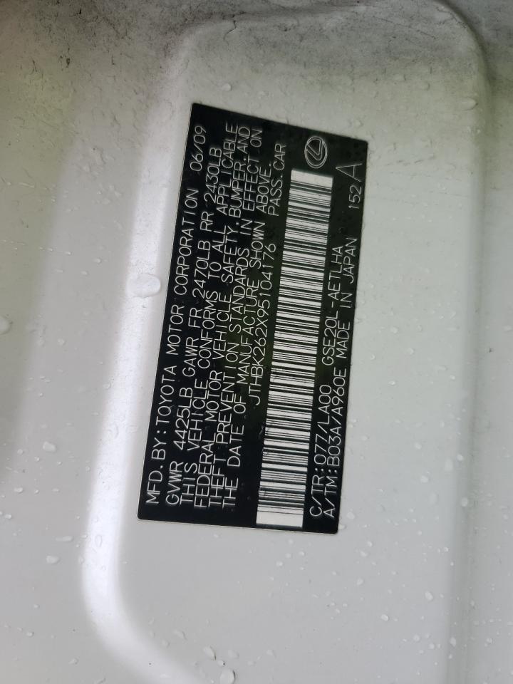 2009 Lexus Is 250 VIN: JTHBK262X95104176 Lot: 93070705