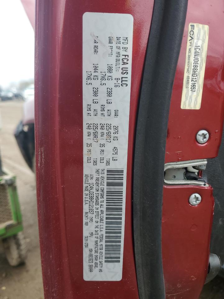 2017 Jeep Compass Latitude VIN: 1C4NJDEB8HD121657 Lot: 92063425