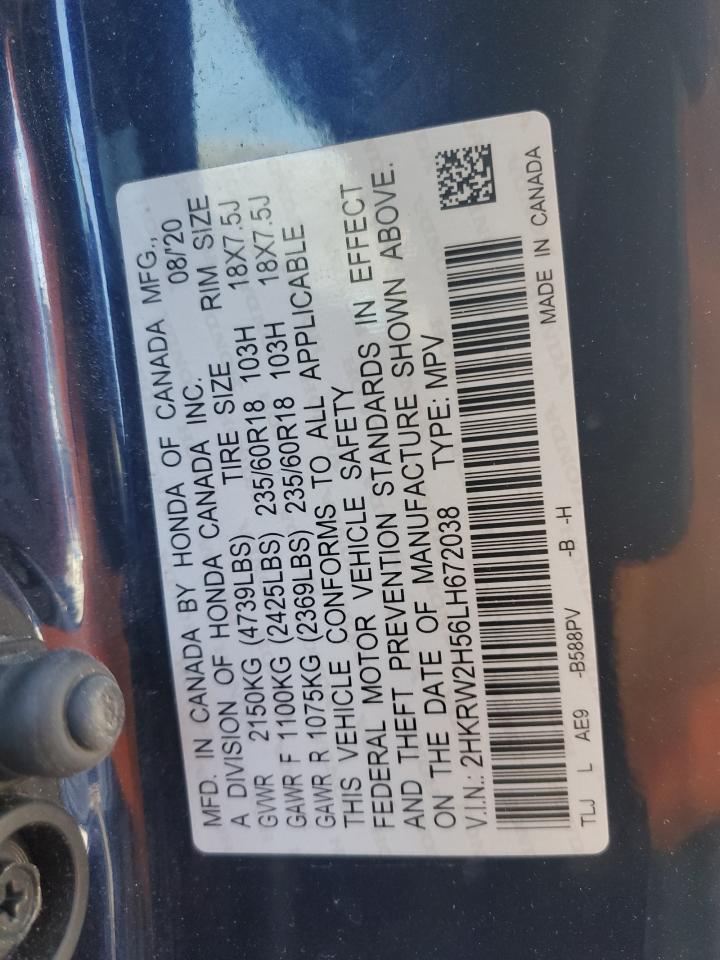2020 Honda Cr-V Ex VIN: 2HKRW2H56LH672038 Lot: 92269645