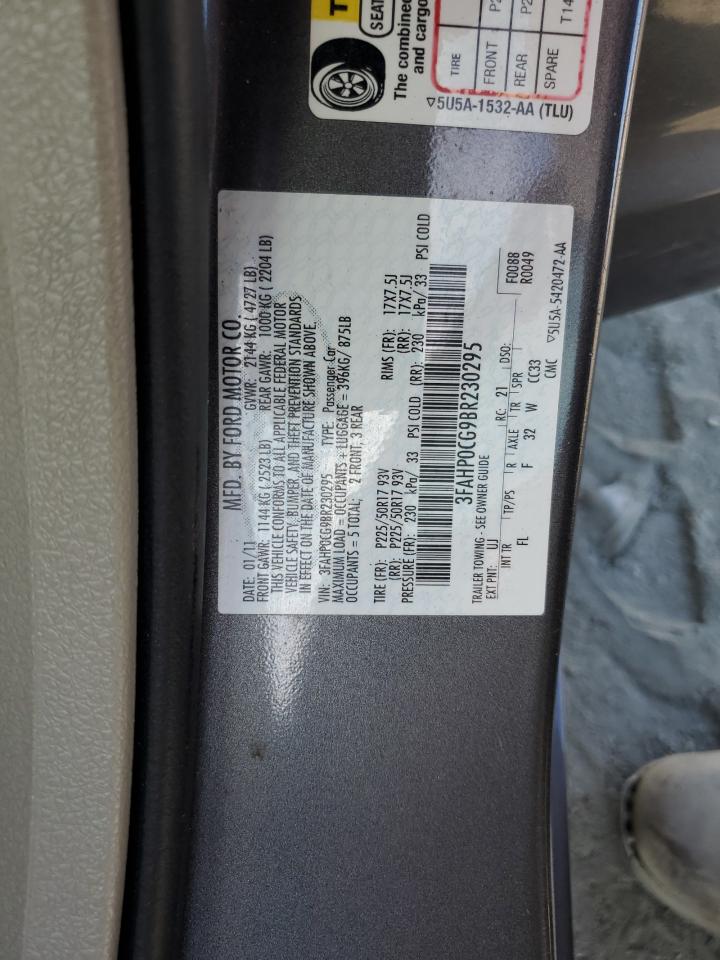 2011 Ford Fusion Sel VIN: 3FAHP0CG9BR230295 Lot: 93732215