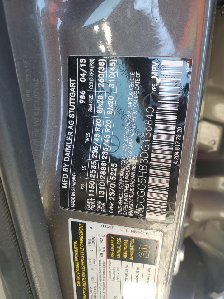 2013 Mercedes-Benz Glk 350 VIN: WDCGG5HB3DG136840 Lot: 90609355