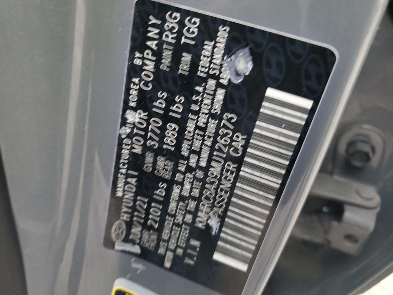 2021 Hyundai Venue Sel VIN: KMHRC8A39MU126373 Lot: 93414415