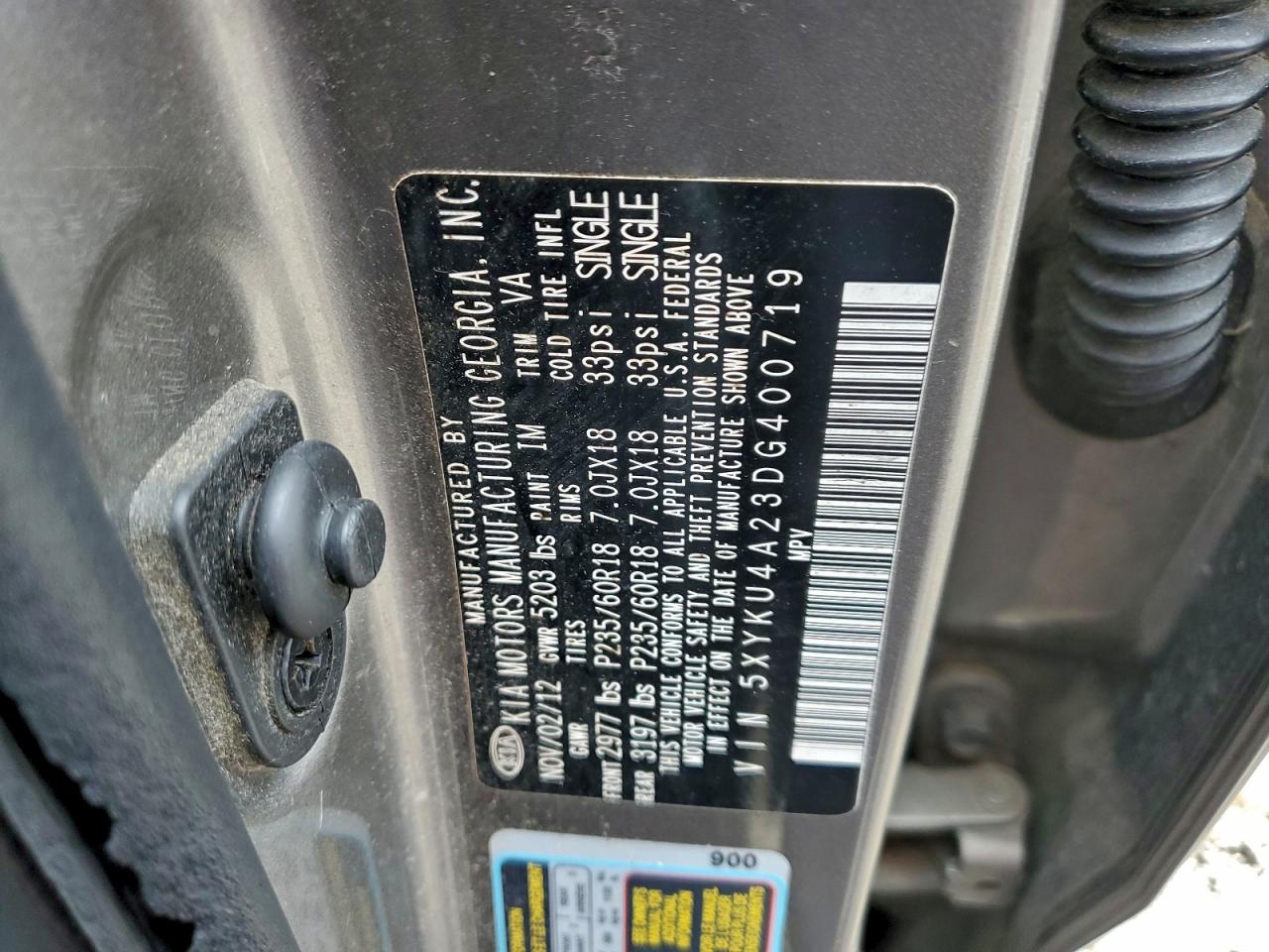 2013 Kia Sorento Ex VIN: 5XYKU4A23DG400719 Lot: 94128815