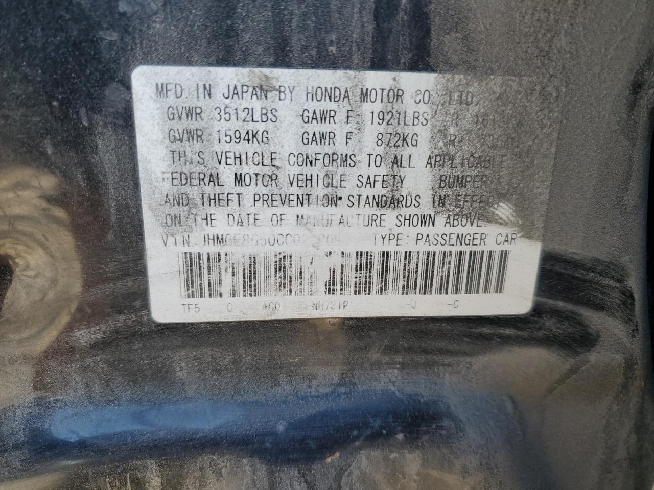 2012 Honda Fit Sport VIN: JHMGE8G50CC022209 Lot: 93592175