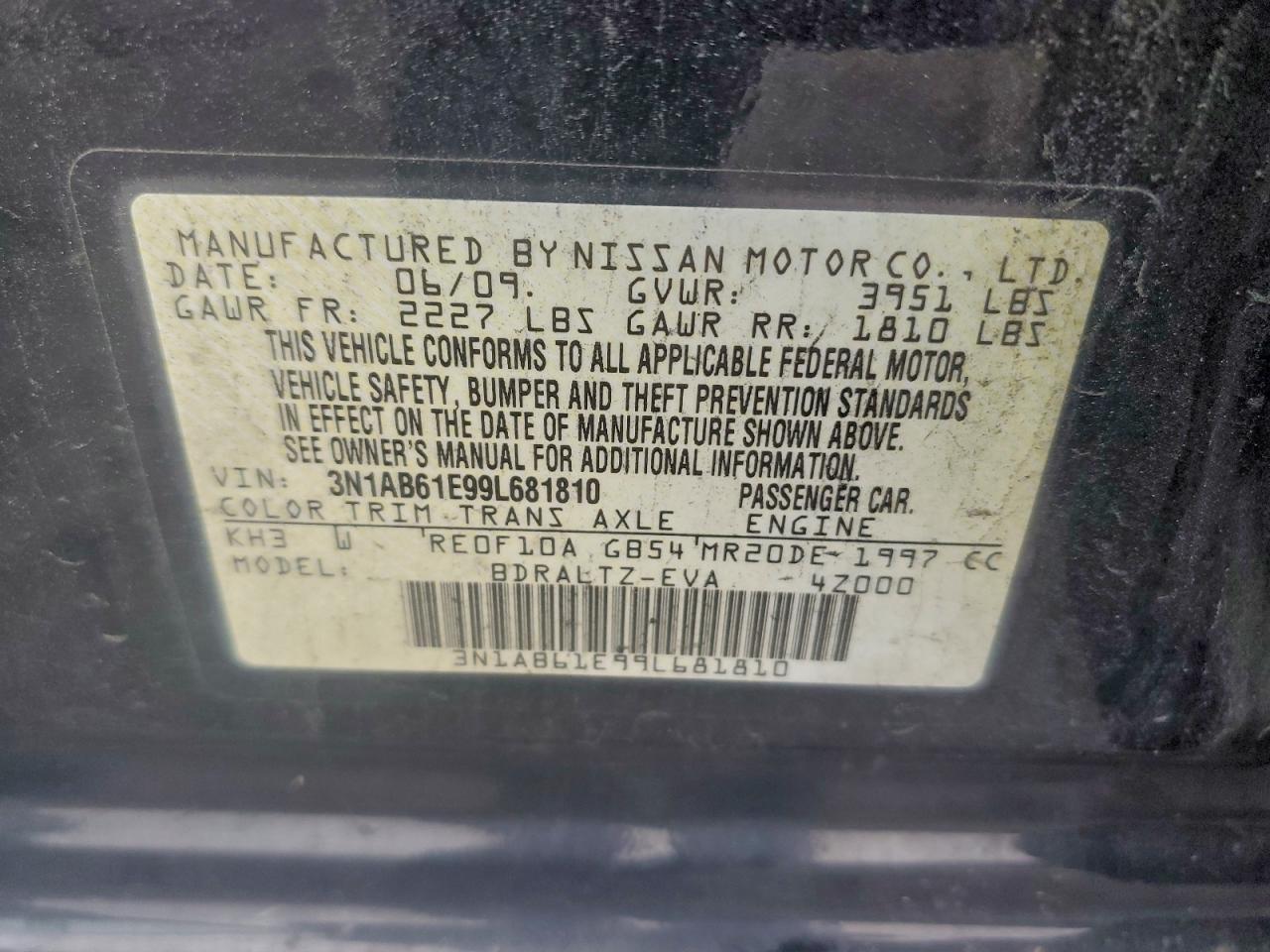 2009 Nissan Sentra 2.0 VIN: 3N1AB61E99L681810 Lot: 94713455