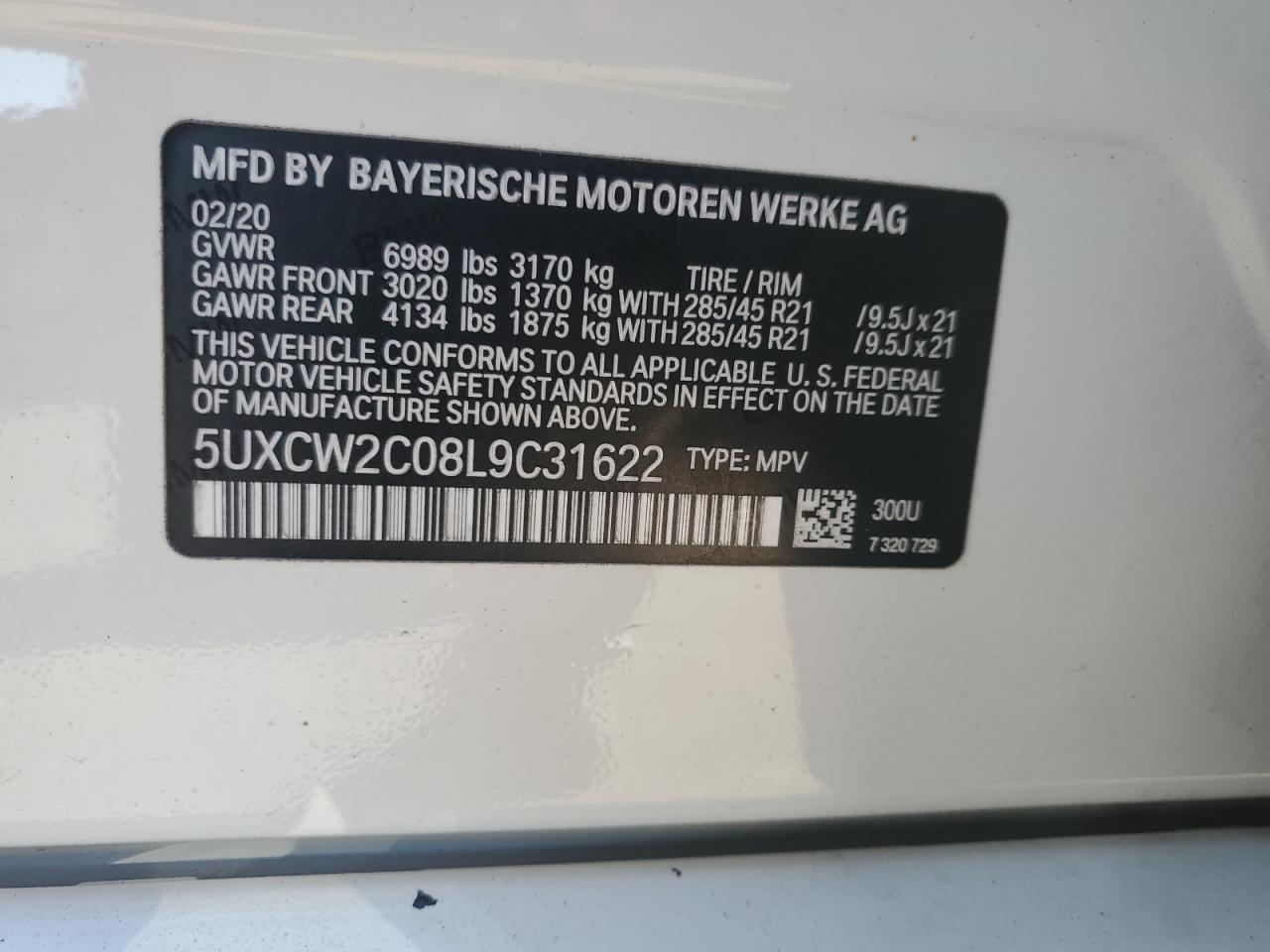 2020 BMW X7 xDrive40I VIN: 5UXCW2C08L9C31622 Lot: 90647915