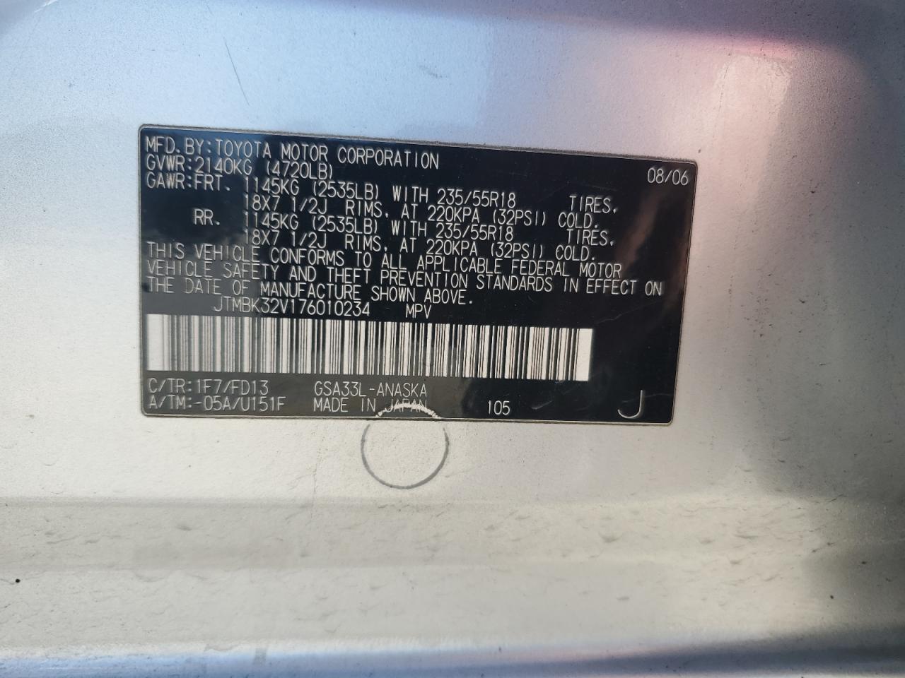 2007 Toyota Rav4 Sport VIN: JTMBK32V176010234 Lot: 92653455