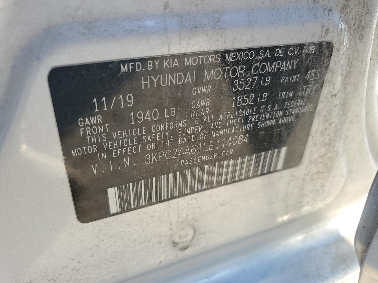 2020 Hyundai Accent Se VIN: 3KPC24A61LE114084 Lot: 91899735