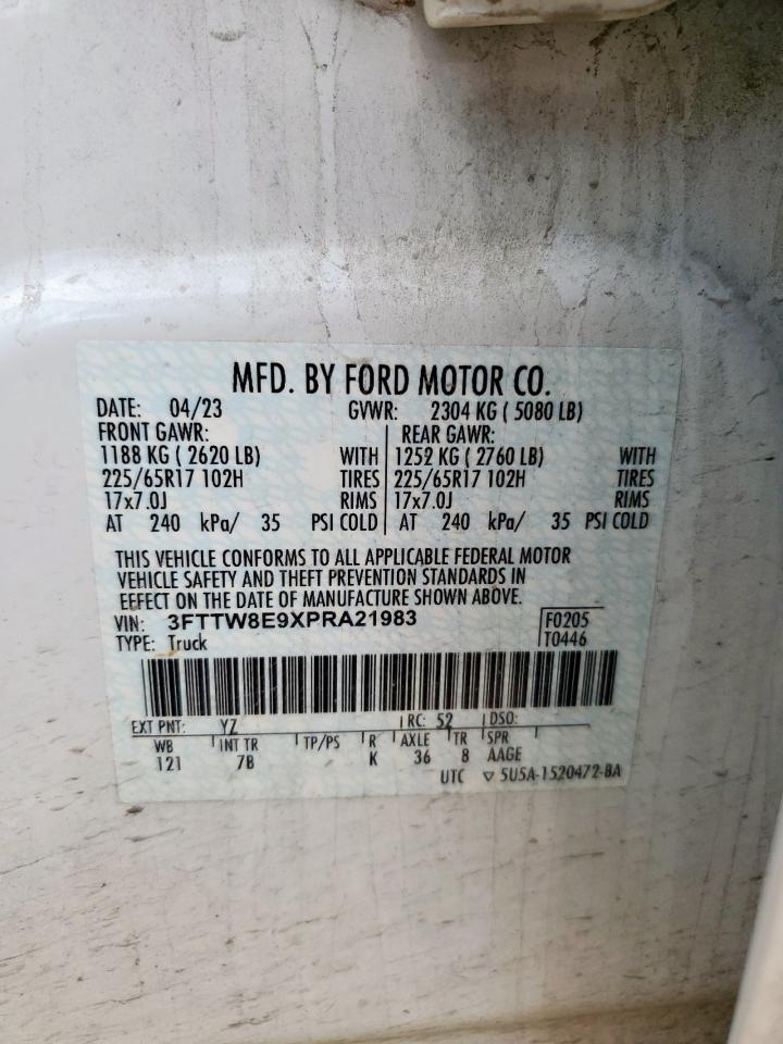 2023 Ford Maverick Xl VIN: 3FTTW8E9XPRA21983 Lot: 93550205