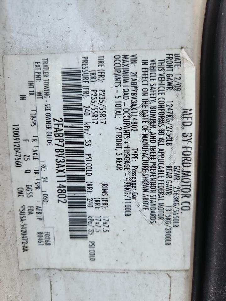 2010 Ford Crown Victoria Police Interceptor VIN: 2FABP7BV3AX114802 Lot: 93727495