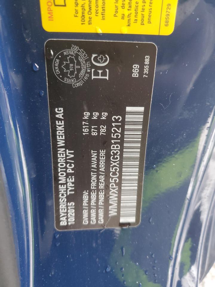 2016 Mini Cooper VIN: WMWXP5C5XG3B15213 Lot: 92484205