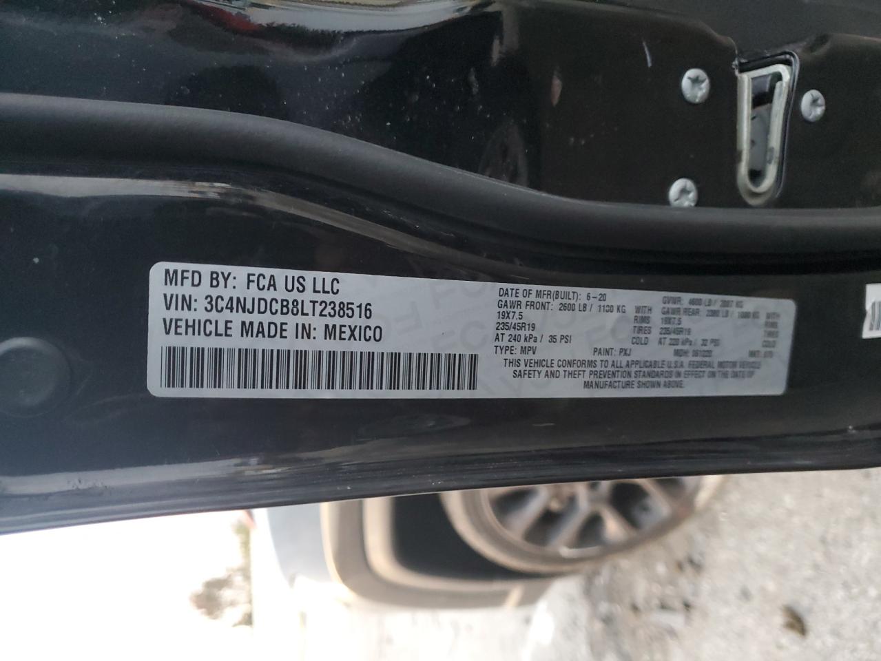 2020 Jeep Compass Limited VIN: 3C4NJDCB8LT238516 Lot: 92358455