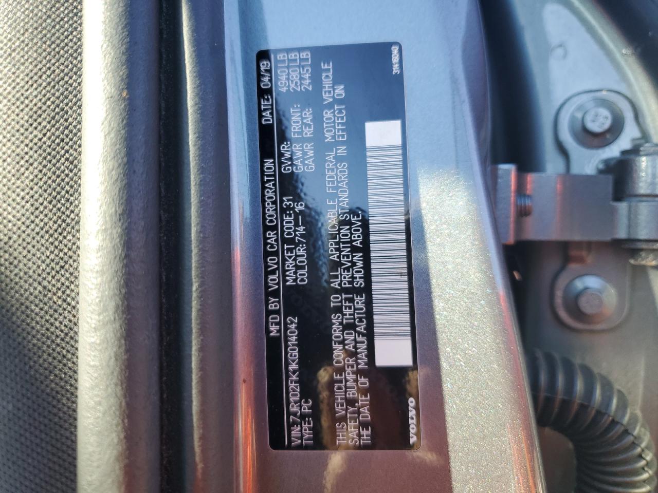 2019 Volvo S60 T5 Momentum VIN: 7JR102FK1KG014042 Lot: 93039675