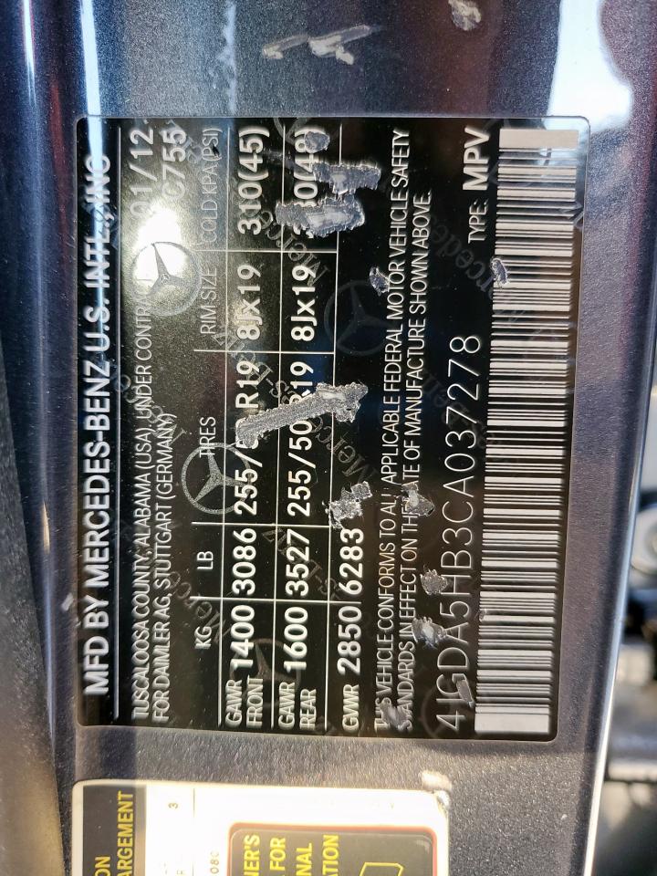 2012 Mercedes-Benz Ml 350 4Matic VIN: 4JGDA5HB3CA037278 Lot: 93005745