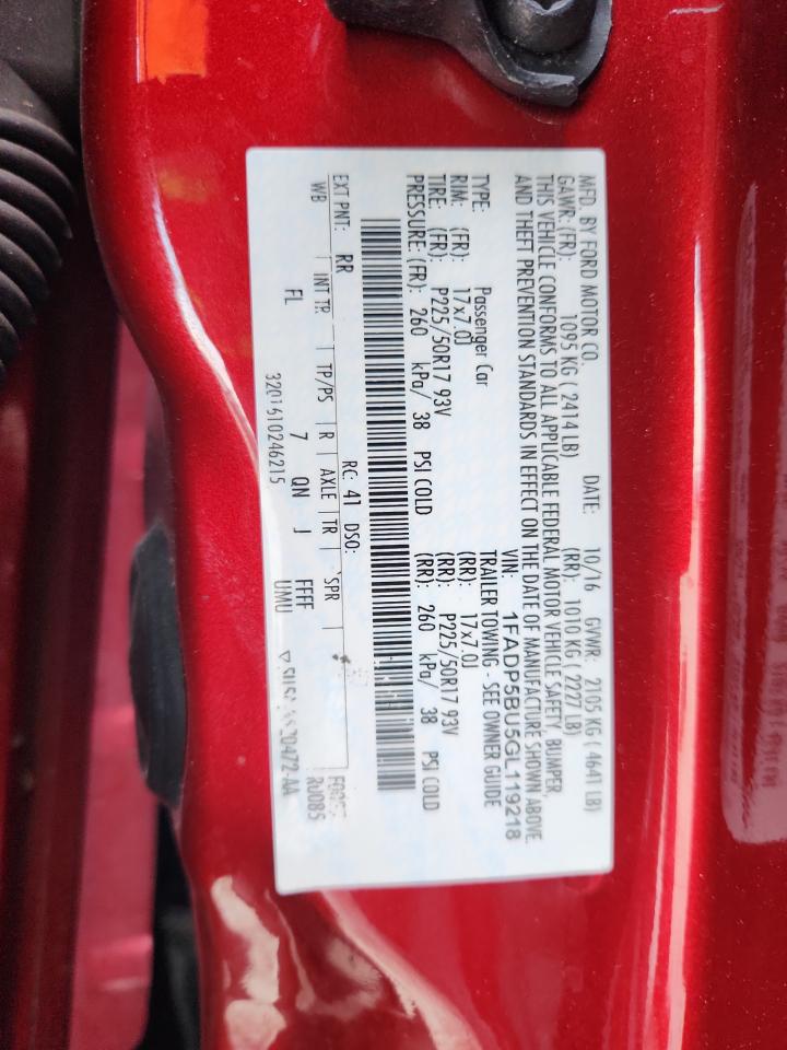 2016 Ford C-Max Sel VIN: 1FADP5BU5GL119218 Lot: 92861895