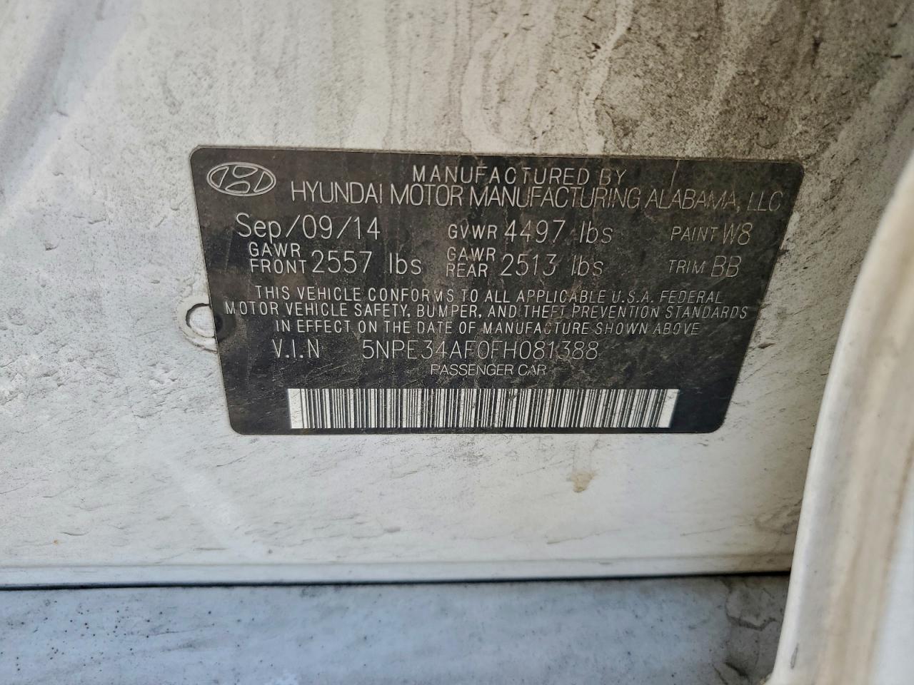 2015 Hyundai Sonata Sport VIN: 5NPE34AF0FH081388 Lot: 94235285