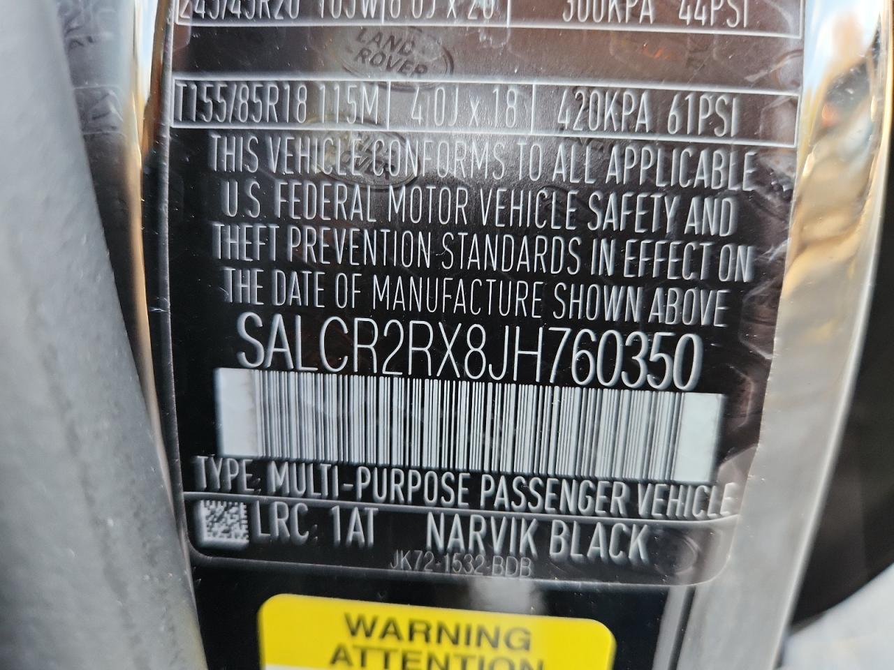 2018 Land Rover Discovery Sport Hse VIN: SALCR2RX8JH760350 Lot: 92679285