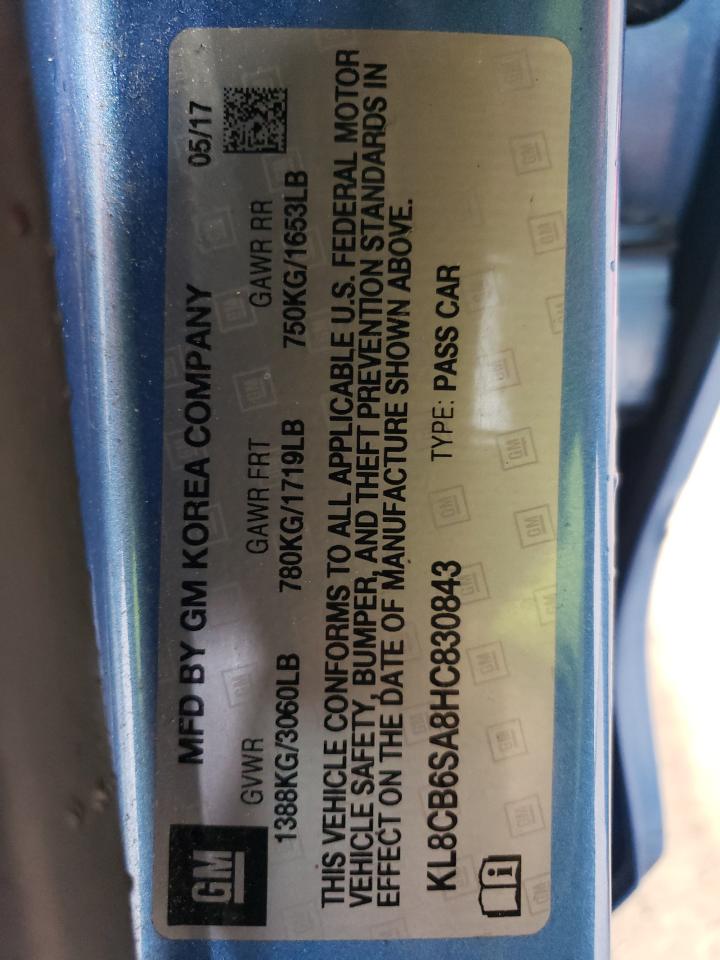 2017 Chevrolet Spark Ls VIN: KL8CB6SA8HC830843 Lot: 93648475