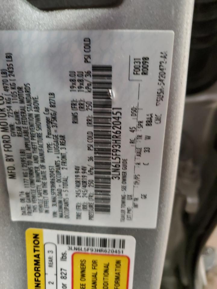 2017 Lincoln Mkz Reserve VIN: 3LN6L5F93HR620451 Lot: 92395165