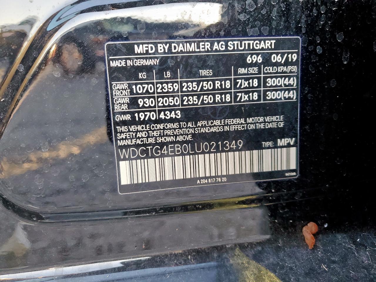 2020 Mercedes-Benz Gla 250 VIN: WDCTG4EB0LU021349 Lot: 92301495