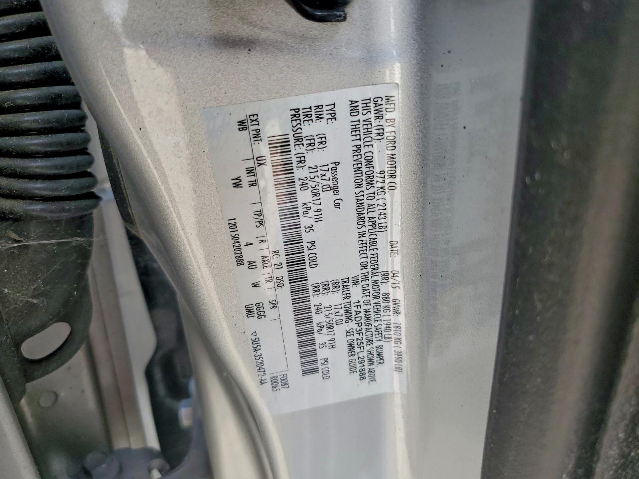 2015 Ford Focus Se VIN: 1FADP3F25FL291888 Lot: 91691845