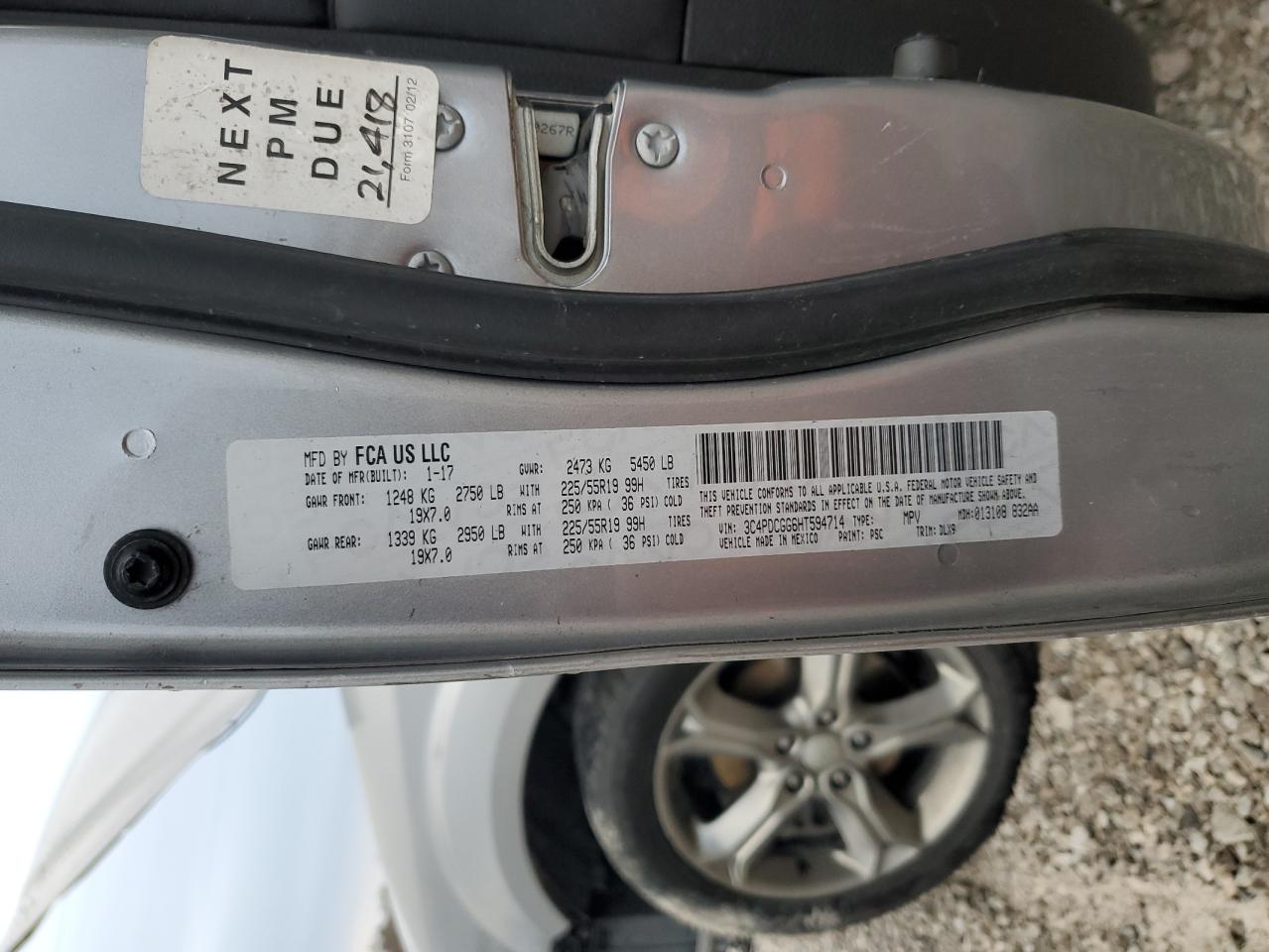 2017 Dodge Journey Crossroad VIN: 3C4PDCGG6HT594714 Lot: 92921295