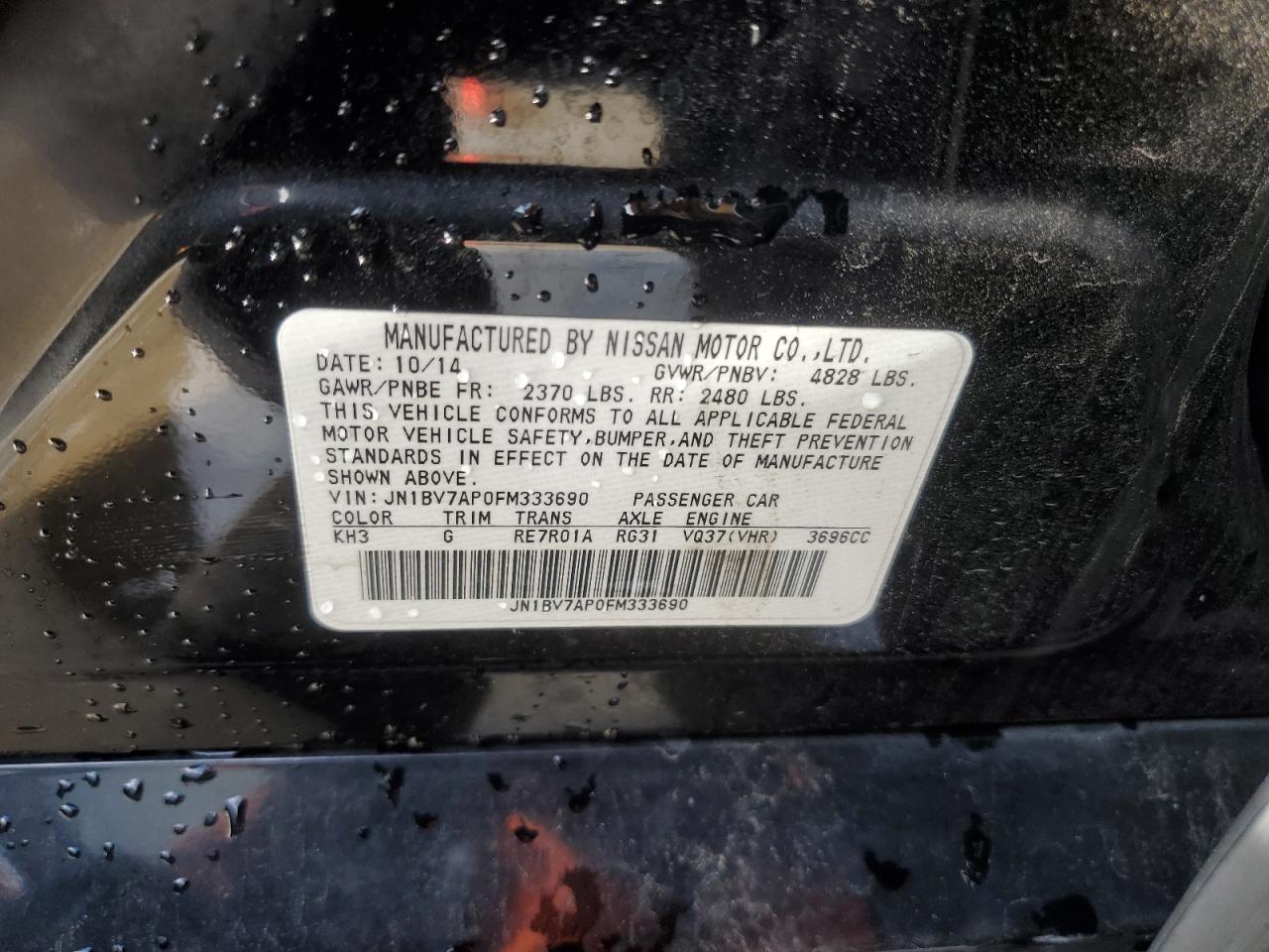 2015 Infiniti Q50 Base VIN: JN1BV7AP0FM333690 Lot: 93483845