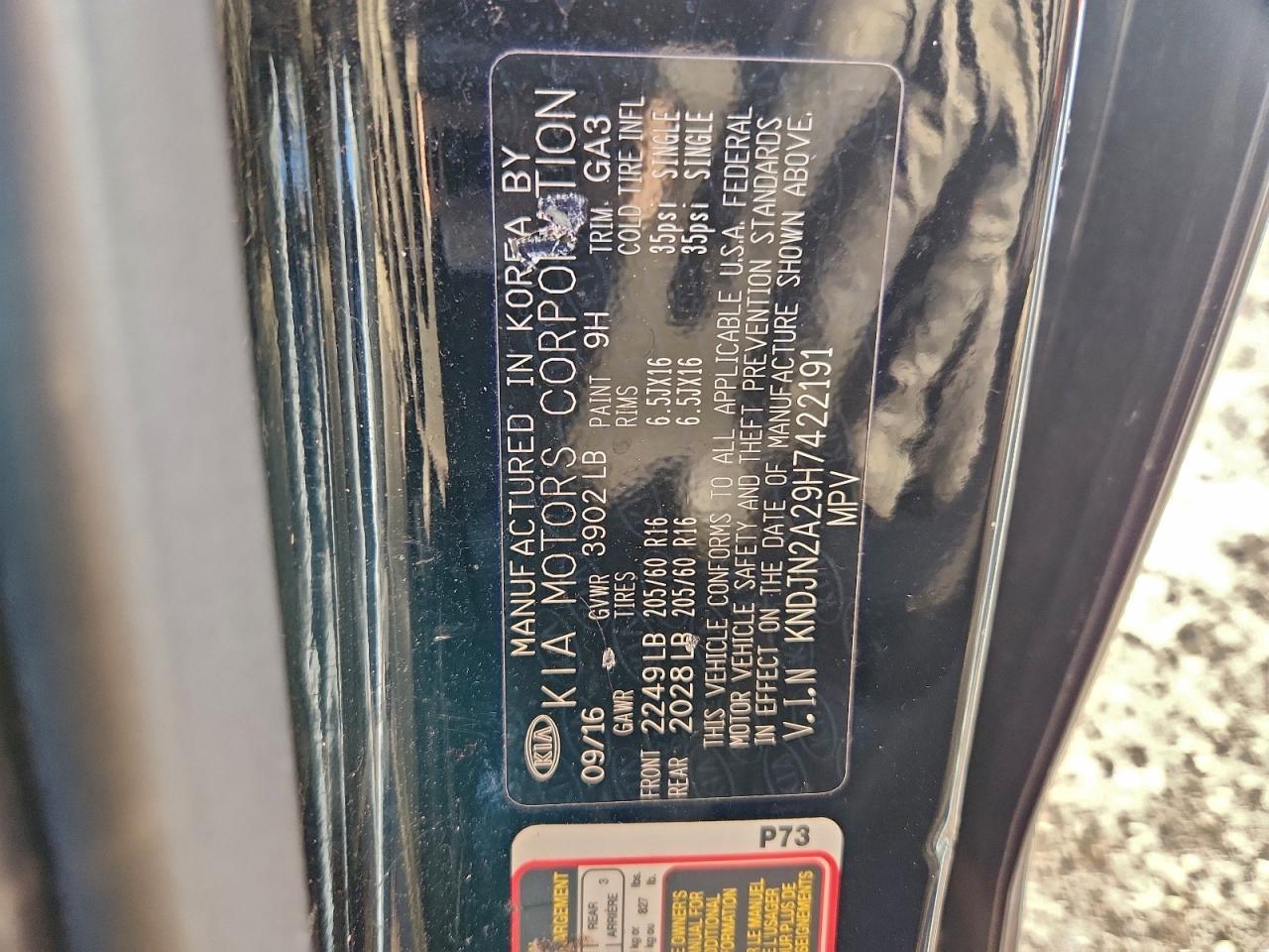 2017 Kia Soul VIN: KNDJN2A29H7422191 Lot: 94891875