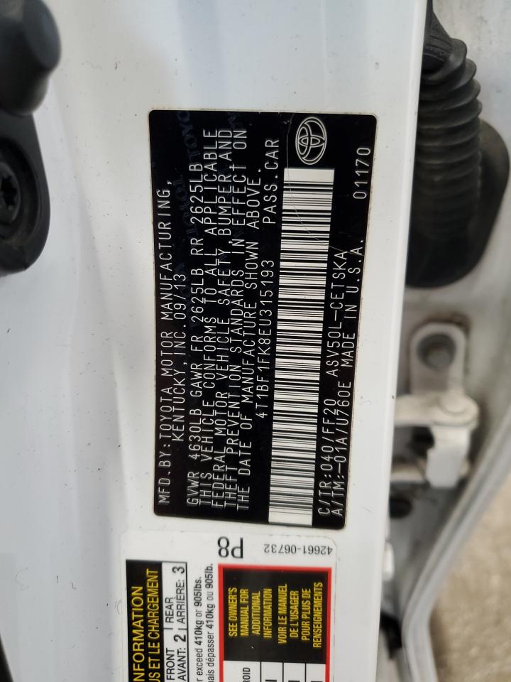 2014 Toyota Camry L VIN: 4T1BF1FK8EU315193 Lot: 91924285