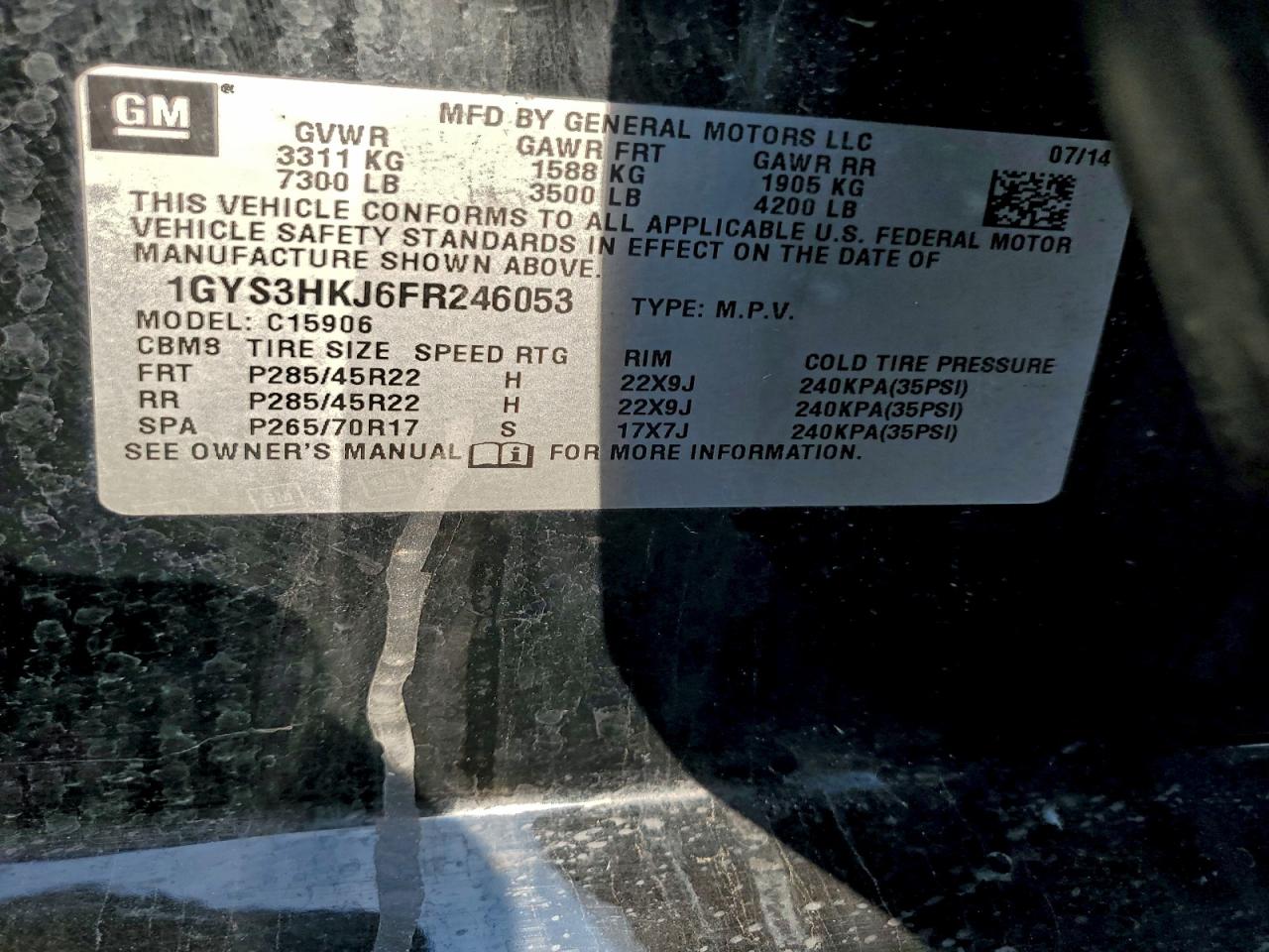 2015 Cadillac Escalade Esv Luxury VIN: 1GYS3HKJ6FR246053 Lot: 93082645