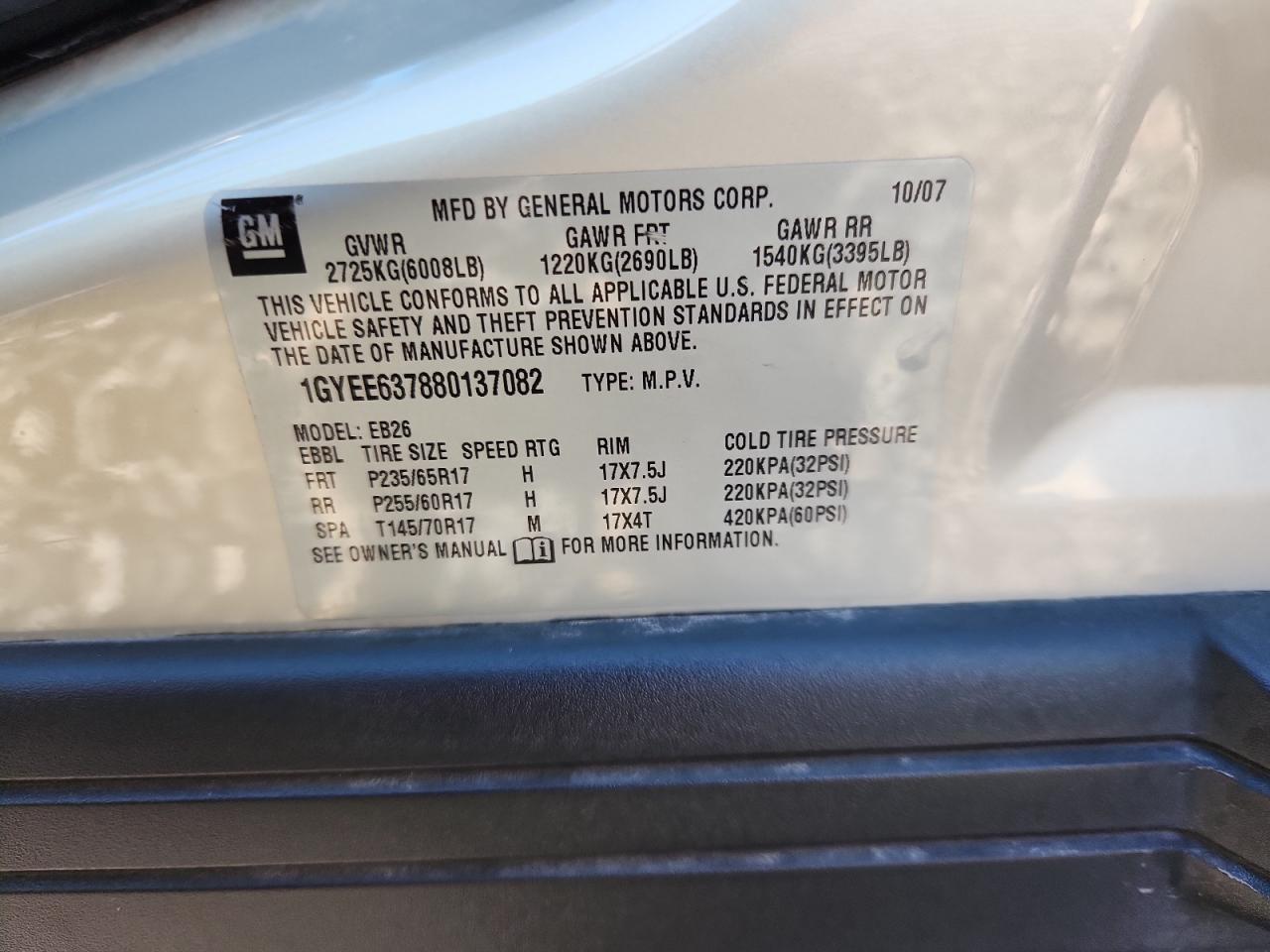 2008 Cadillac Srx VIN: 1GYEE637880137082 Lot: 90975945