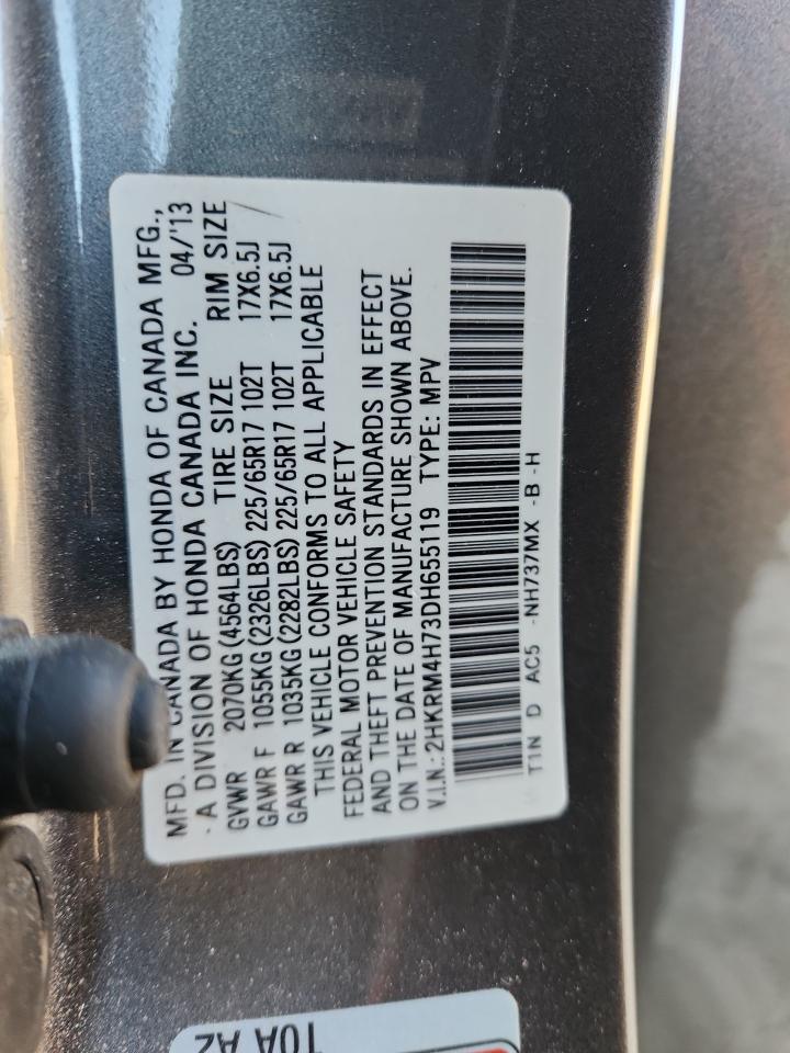 2013 Honda Cr-V Exl VIN: 2HKRM4H73DH655119 Lot: 92645765