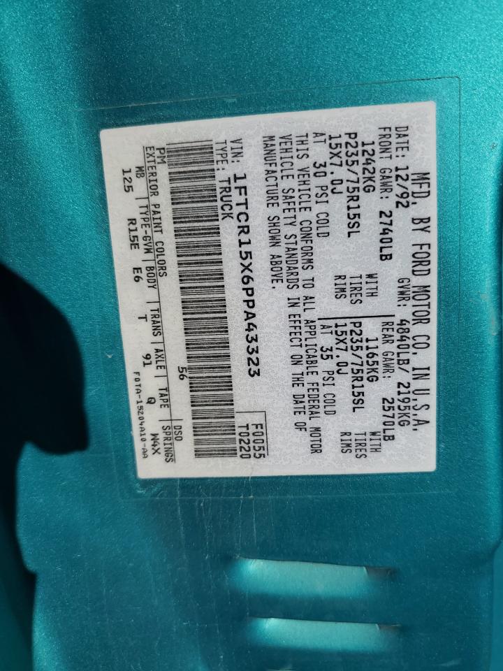 1993 Ford Ranger Super Cab VIN: 1FTCR15X6PPA43323 Lot: 90885085